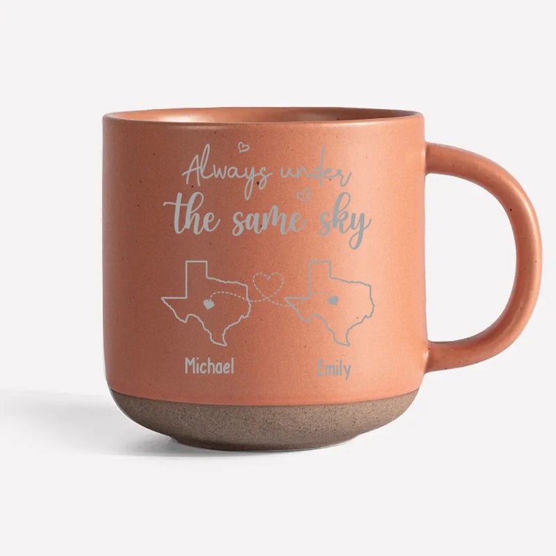 Custom Name Long Distance Family Gifts - Personalized Pottery Mug
