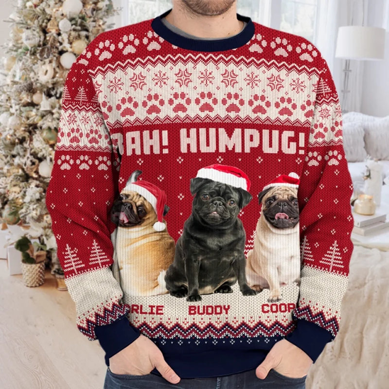 Custom Photo Happiness Is A Warm Puppy - Dog & Cat Personalized Custom Ugly Sweatshirt - Unisex Wool Jumper - Christmas Gift For Pet Owners, Pet Lovers