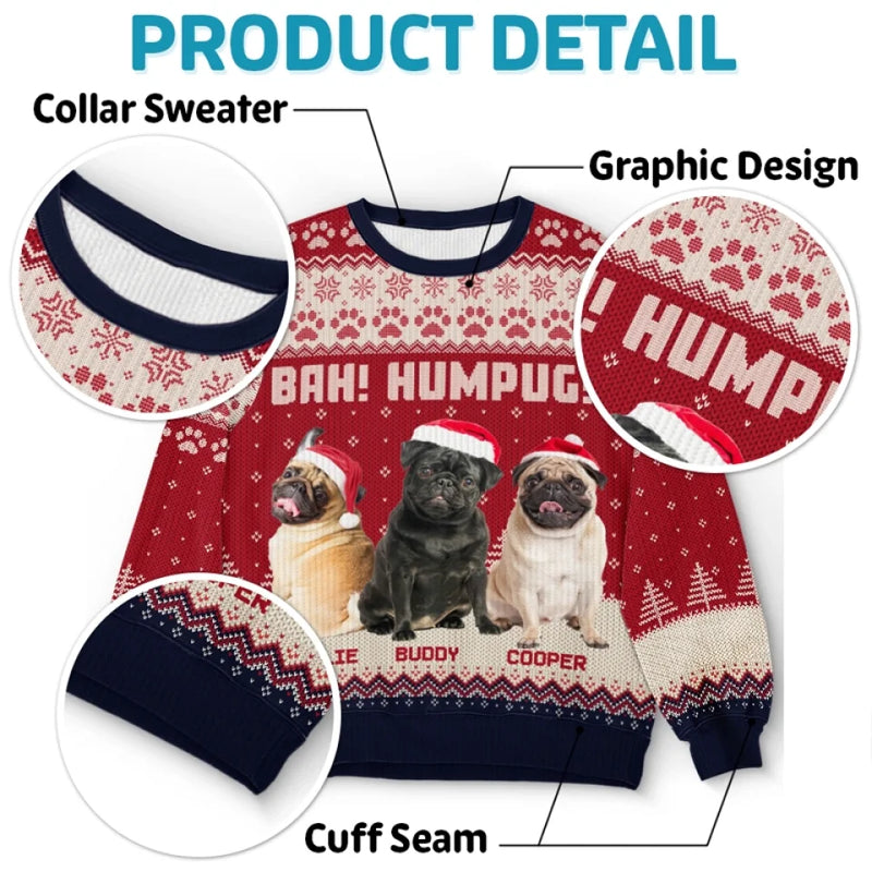 Custom Photo Happiness Is A Warm Puppy - Dog & Cat Personalized Custom Ugly Sweatshirt - Unisex Wool Jumper - Christmas Gift For Pet Owners, Pet Lovers