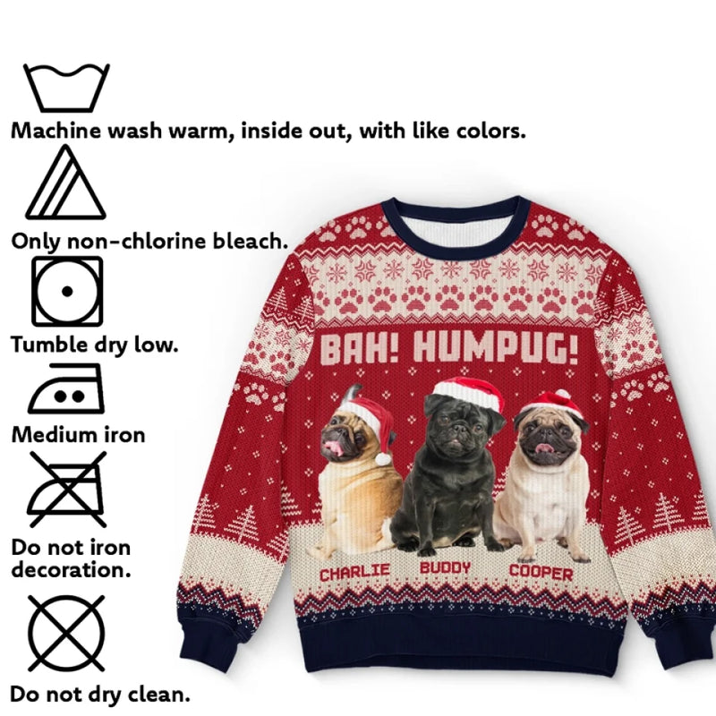 Custom Photo Happiness Is A Warm Puppy - Dog & Cat Personalized Custom Ugly Sweatshirt - Unisex Wool Jumper - Christmas Gift For Pet Owners, Pet Lovers