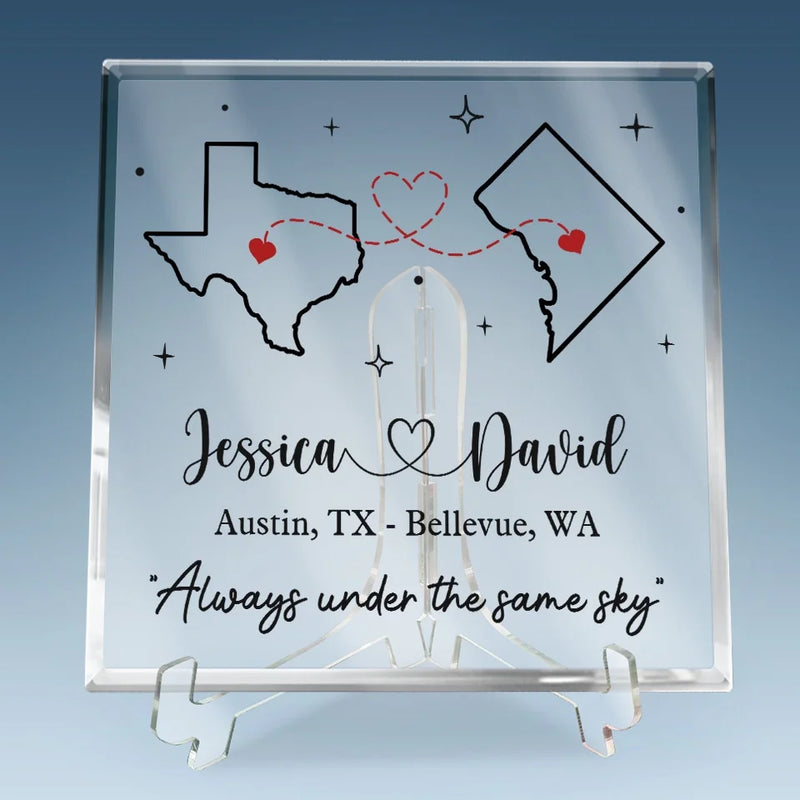 Always Under The Same Sky - Couple Personalized Custom Square Shaped Acrylic Plaque - Gift For Husband Wife, Anniversary