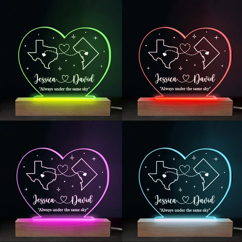 Together Under One Sky - Couple Personalized Custom Shaped 3D LED Light - Gift For Husband Wife, Anniversary