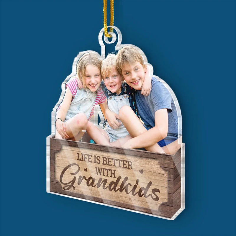 Custom Photo Family Is A Blessing We Can Always Count On - Family Personalized Custom Ornament - Acrylic Custom Shaped - Christmas Gift For Grandma, Grandpa