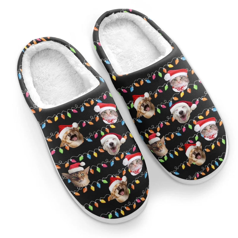 Custom Photo This Christmas, Don't Spend It Alone - Dog & Cat Personalized Custom Fluffy Slippers - Christmas Gift For Pet Owners, Pet Lovers
