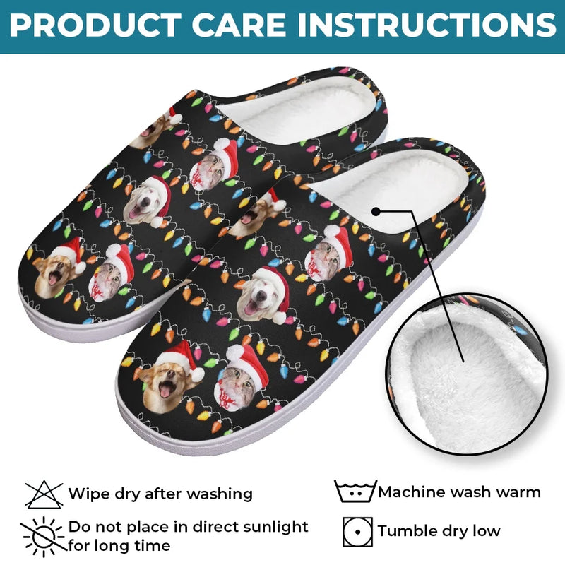 Custom Photo This Christmas, Don't Spend It Alone - Dog & Cat Personalized Custom Fluffy Slippers - Christmas Gift For Pet Owners, Pet Lovers