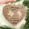 When You Are In Love The Miles Don't Matter - Couple Personalized Custom Ornament - Wood Custom Shaped - Christmas Gift For Husband Wife, Anniversary