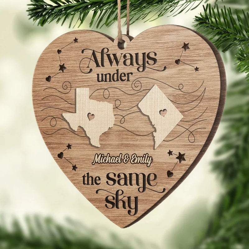 When You Are In Love The Miles Don't Matter - Couple Personalized Custom Ornament - Wood Custom Shaped - Christmas Gift For Husband Wife, Anniversary