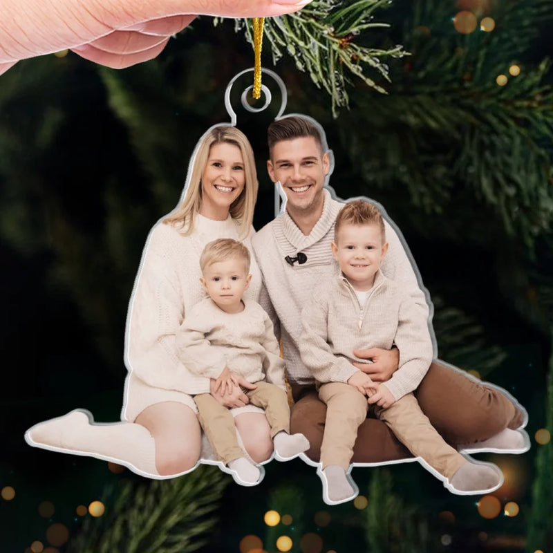 Custom Photo Christmas Warms The Soul And Tickles The Heart - Family Personalized Custom Ornament - Acrylic Custom Shaped - Christmas Gift For Family Members