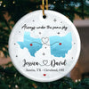 Miles Apart, But Closer Than Ever At Heart - Couple Personalized Custom Ornament - Ceramic Round Shaped - Christmas Gift For Husband Wife, Anniversary