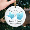 Miles Apart, But Closer Than Ever At Heart - Couple Personalized Custom Ornament - Ceramic Round Shaped - Christmas Gift For Husband Wife, Anniversary