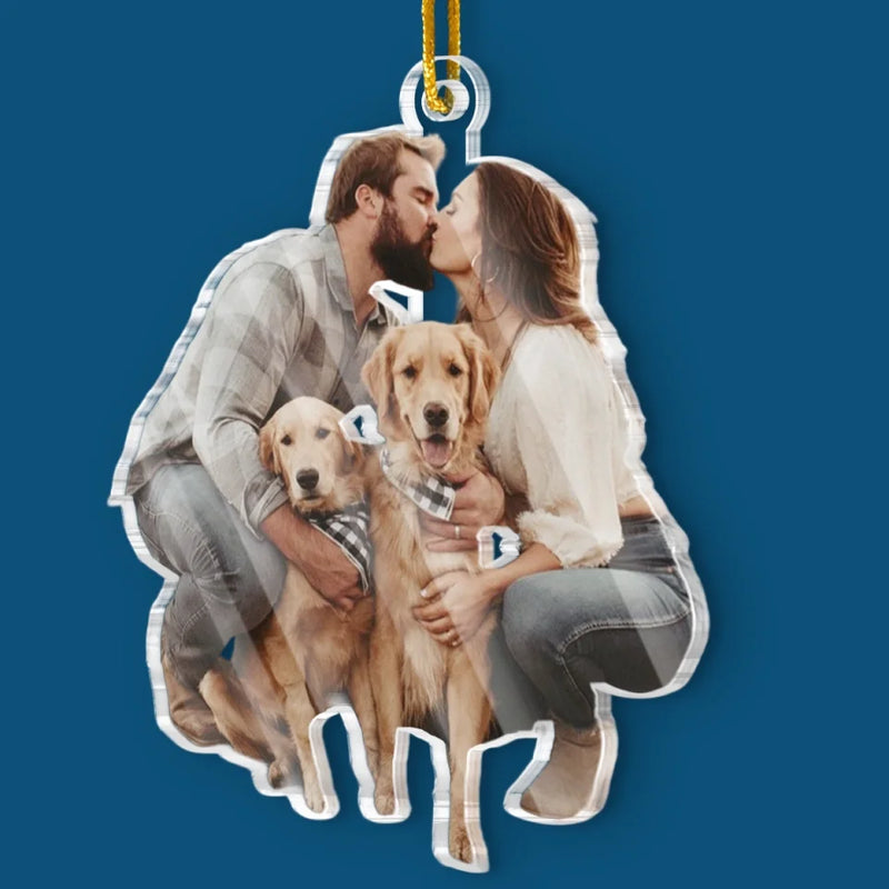 Custom Photo Let The Spirit Of Christmas Ever Warm Our Hearts  - Couple Personalized Custom Ornament - Acrylic Custom Shaped - Christmas Gift For Husband Wife, Anniversary, Pet Owners, Pet Lovers