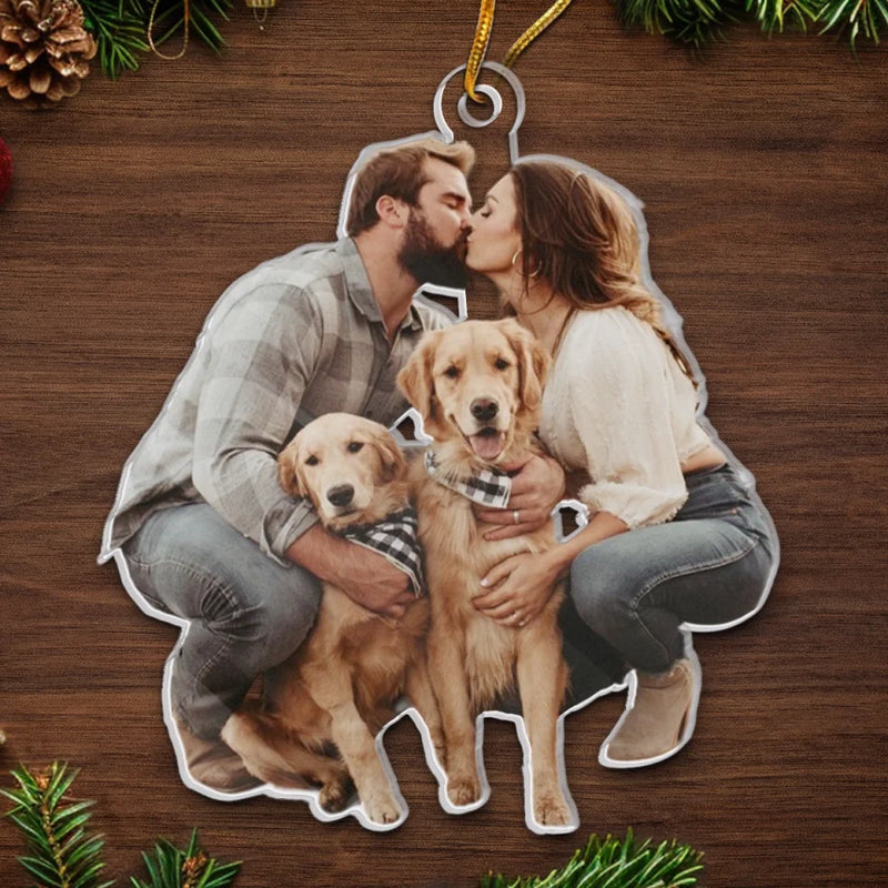 Custom Photo Let The Spirit Of Christmas Ever Warm Our Hearts  - Couple Personalized Custom Ornament - Acrylic Custom Shaped - Christmas Gift For Husband Wife, Anniversary, Pet Owners, Pet Lovers