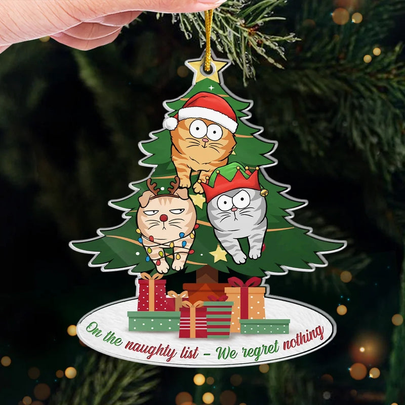 On The Naughty List With This Cattitude - Cat Personalized Custom Ornament - Acrylic Custom Shaped - Christmas Gift For Pet Owners, Pet Lovers