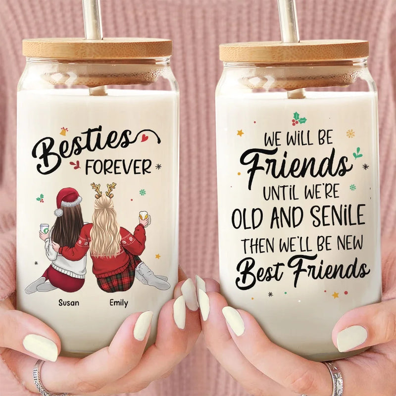 I Promise You Won't Have To Face Your Problems Alone - Bestie Personalized Custom Glass Cup, Iced Coffee Cup - Gift For Best Friends, BFF, Sisters