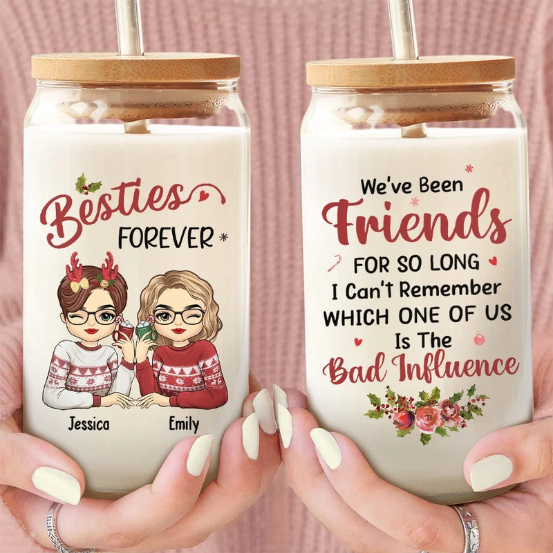 Life Is Easier With A Best Friend Like You By My Side - Bestie Personalized Custom Glass Cup, Iced Coffee Cup - Christmas Gift For Best Friends, BFF, Sisters