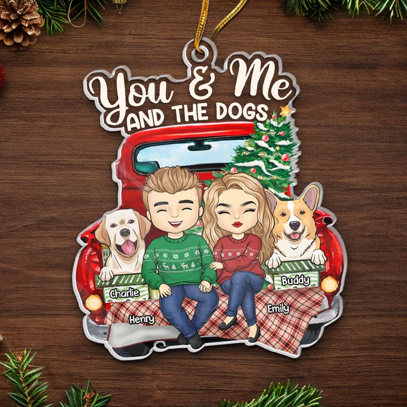 Furry Friends Bring The Best Holiday Vibes - Dog & Cat Personalized Custom Ornament - Acrylic Custom Shaped - Christmas Gift For Husband Wife, Anniversary, Pet Owners, Pet Lovers