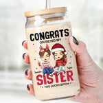 Custom Name Funny Christmas Sister Gifts - Personalized Glass Cup