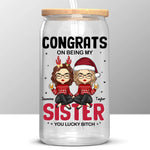 Custom Name Funny Christmas Sister Gifts - Personalized Glass Cup