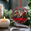 Custom Photo Family Love Grows Warmer At Christmas - Family Personalized Custom Circle Glass Ornament - Christmas Gift For Family Members
