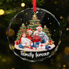 Custom Photo Christmas With My Family Is My Happy Place - Family Personalized Custom Circle Glass Ornament - Christmas Gift For Family Members