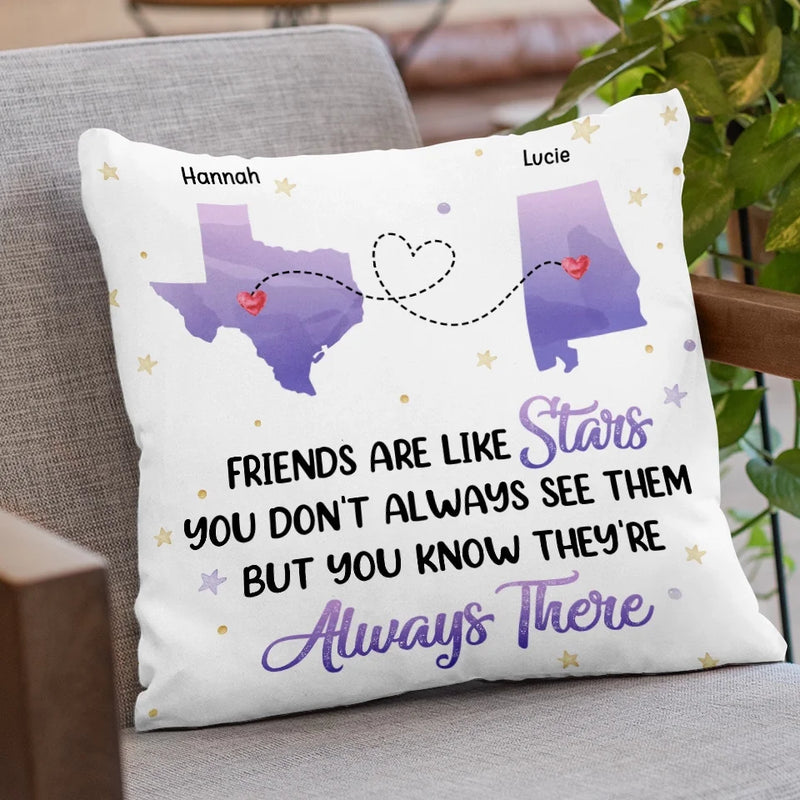 Custom Name Long Distance Friendship Gifts for Best Friends - Personalized Pillow