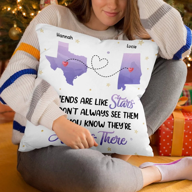 Custom Name Long Distance Friendship Gifts for Best Friends - Personalized Pillow