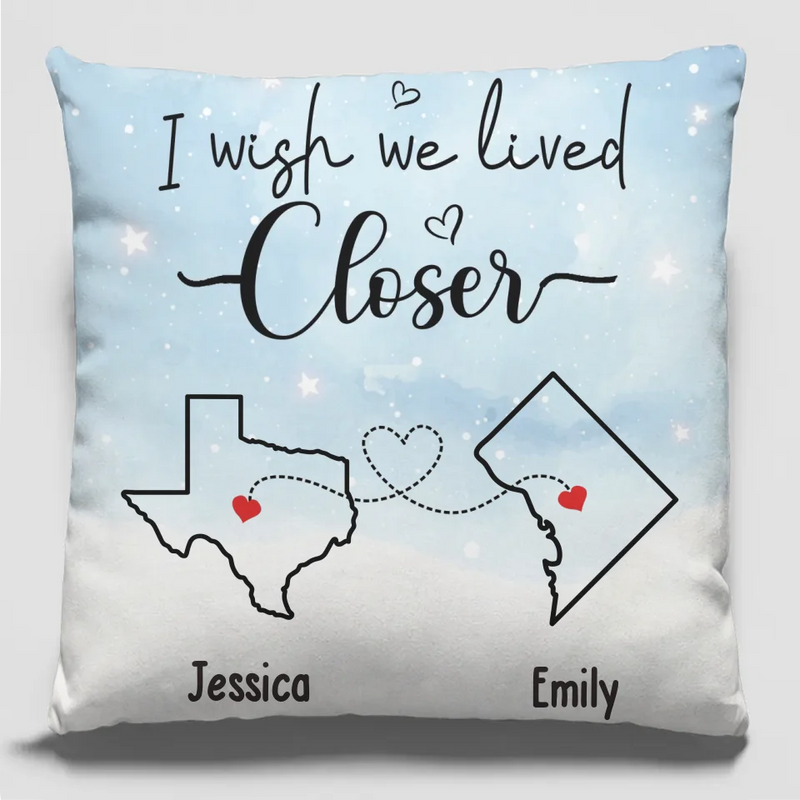 Custom Name Long Distance Love Gifts for Couples - Personalized Pillow