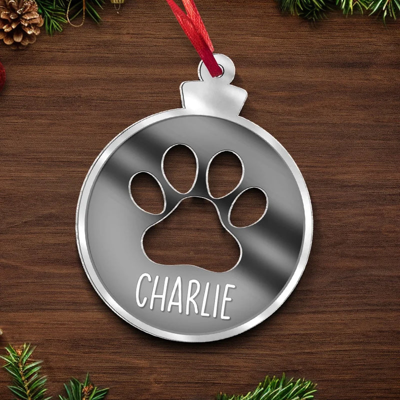 These Tiny Paws Bring Endless Joy - Dog & Cat Personalized Custom Mirrored Acrylic Ornament - Christmas Gift For Pet Owners, Pet Lovers