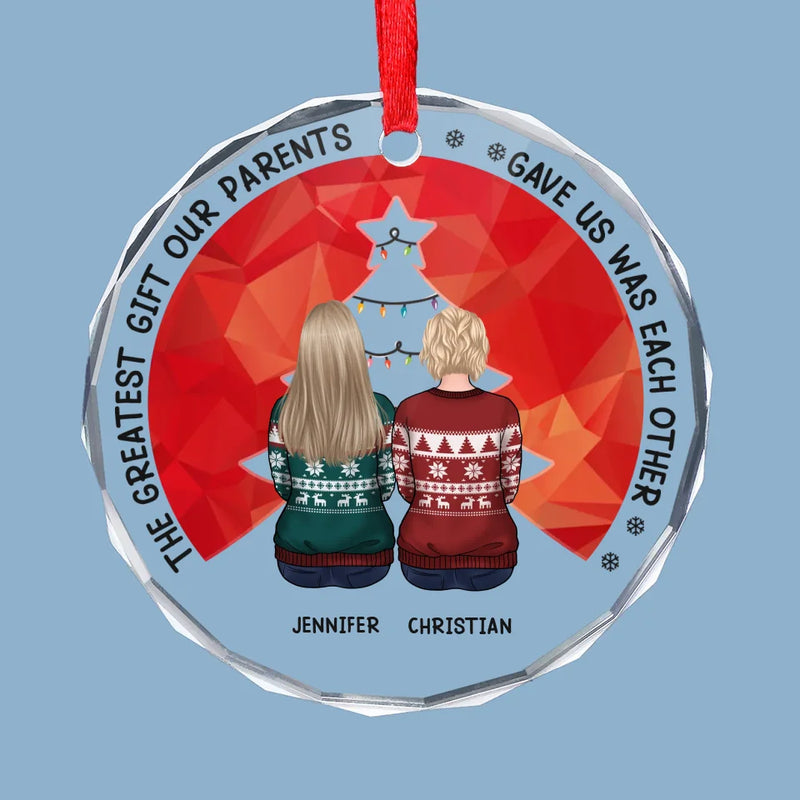 Feel The Peace And Love Of Christmas In Your Heart - Family Personalized Custom Circle Glass Ornament - Christmas Gift For Family Members, Siblings, Brothers, Sisters