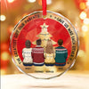 Feel The Peace And Love Of Christmas In Your Heart - Family Personalized Custom Circle Glass Ornament - Christmas Gift For Family Members, Siblings, Brothers, Sisters