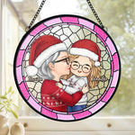 Custom Name Christmas Parent and Child Gifts - Personalized Stained Glass Suncatcher