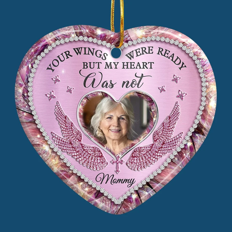 Custom Photo Memorial Angel Gifts for Mom - Personalized Ceramic Ornament