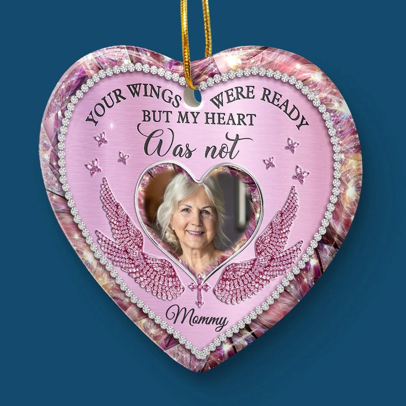 Custom Photo Memorial Angel Gifts for Mom - Personalized Ceramic Ornament