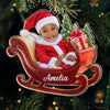 Custom Photo Our Little Santa Claus Is Bringing Joy To The World - Family Personalized Custom Ornament - Acrylic Custom Shaped - Christmas Gift For Baby Kids, Newborn Baby, First Christmas
