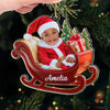 Custom Photo Our Little Santa Claus Is Bringing Joy To The World - Family Personalized Custom Ornament - Acrylic Custom Shaped - Christmas Gift For Baby Kids, Newborn Baby, First Christmas