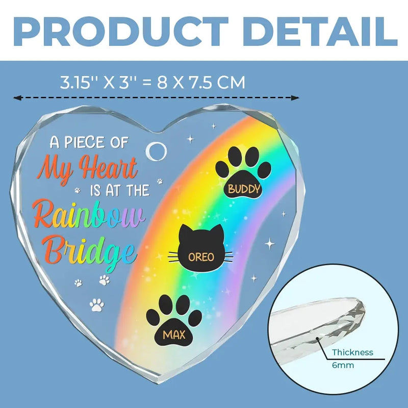 Until The Day We Meet Again On The Rainbow Bridge - Memorial Personalized Custom Heart Glass Ornament - Sympathy Gift, Christmas Gift For Pet Owners, Pet Lovers