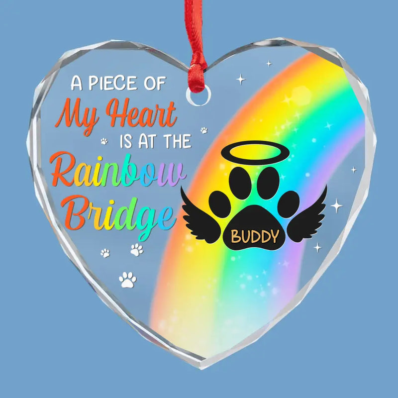 Until The Day We Meet Again On The Rainbow Bridge - Memorial Personalized Custom Heart Glass Ornament - Sympathy Gift, Christmas Gift For Pet Owners, Pet Lovers