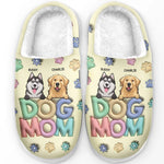 Custom Name Dog Mom Gifts for Dog Lovers - Personalized Fluffy Slipper