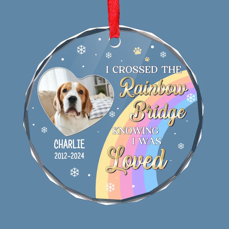 Custom Photo Our Time Together Was A Gift I Cherish - Memorial Personalized Custom Circle Glass Ornament - Sympathy Gift, Christmas Gift For Pet Owners, Pet Lovers