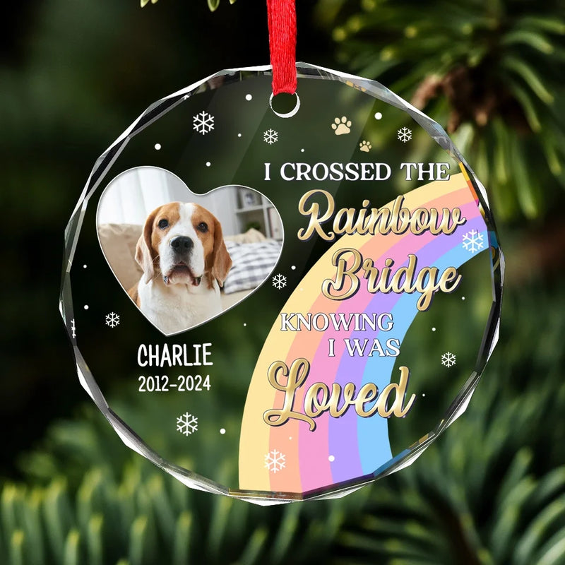 Custom Photo Our Time Together Was A Gift I Cherish - Memorial Personalized Custom Circle Glass Ornament - Sympathy Gift, Christmas Gift For Pet Owners, Pet Lovers