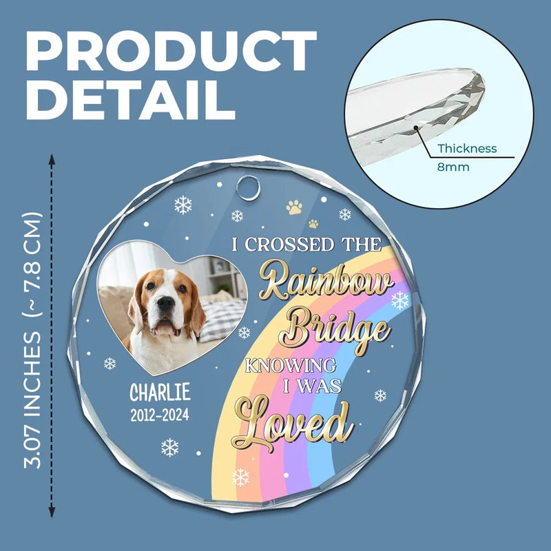 Custom Photo Our Time Together Was A Gift I Cherish - Memorial Personalized Custom Circle Glass Ornament - Sympathy Gift, Christmas Gift For Pet Owners, Pet Lovers