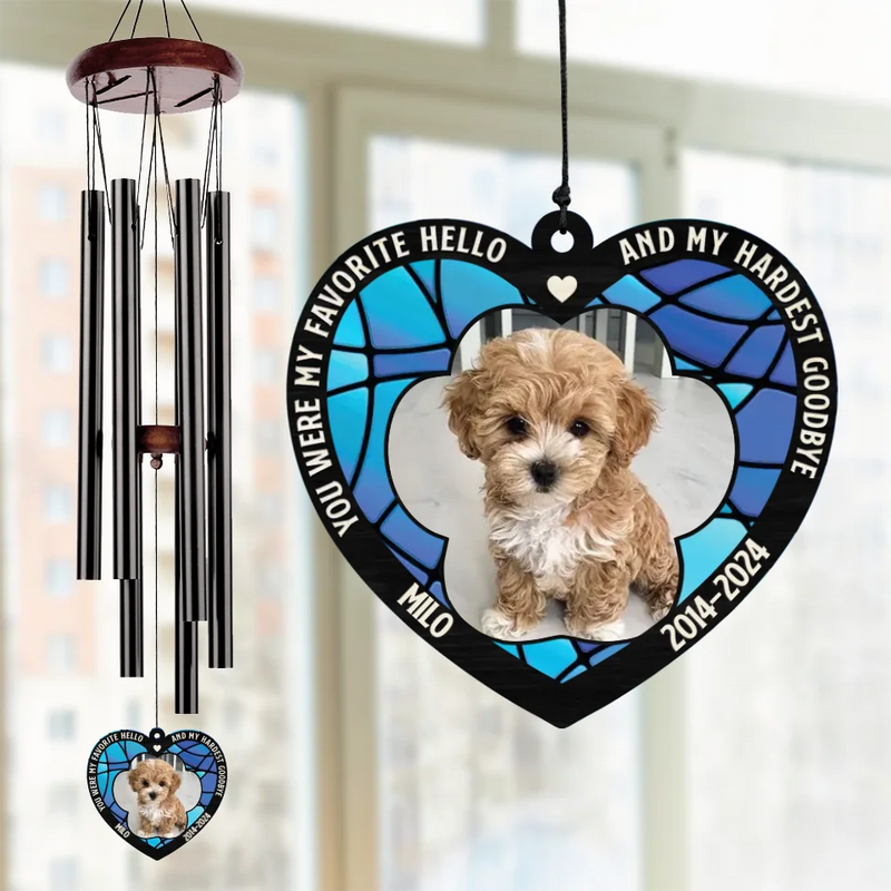 Custom Pet Photo Memorial Gifts for Dog Lovers - Personalized Wind Chime