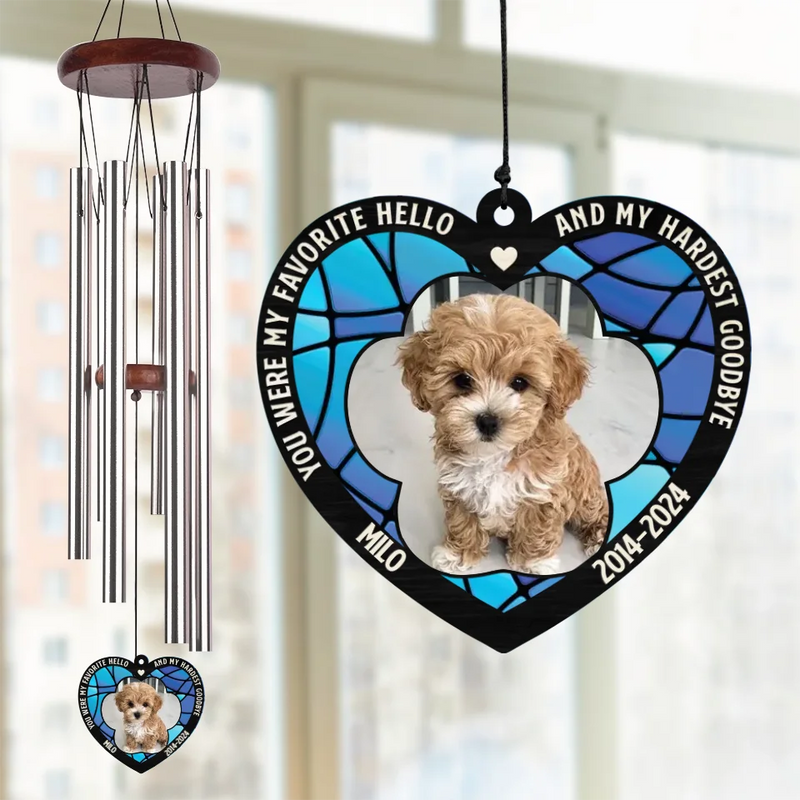 Custom Pet Photo Memorial Gifts for Dog Lovers - Personalized Wind Chime
