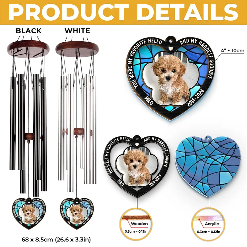 Custom Pet Photo Memorial Gifts for Dog Lovers - Personalized Wind Chime