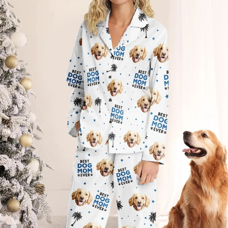 Custom Photo Best Dog Dad Ever - Dog & Cat Personalized Custom Pajamas - Christmas Gift For Pet Owners, Pet Lovers