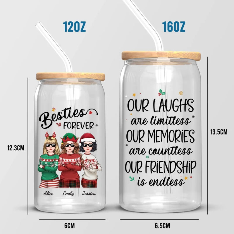 Friends Who Slay Together, Stay Together - Bestie Personalized Custom Glass Cup, Iced Coffee Cup - Christmas Gift For Best Friends, BFF, Sisters