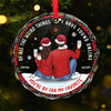 The Best Present Is Wrapped In My Arms - Couple Personalized Custom Circle Glass Ornament - Christmas Gift For Husband Wife, Anniversary