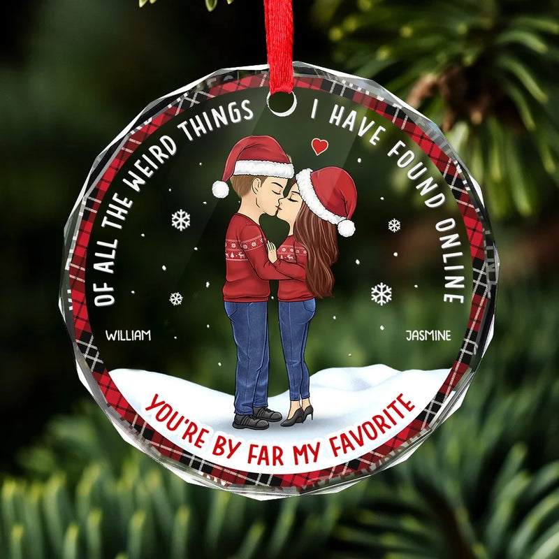 Every Love Song Reminds Me Of You - Couple Personalized Custom Circle Glass Ornament - Christmas Gift For Husband Wife, Anniversary