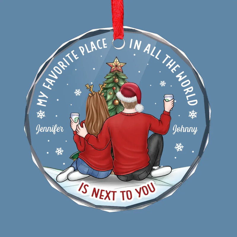 In Your Arms, I’ve Found My Home - Couple Personalized Custom Circle Glass Ornament - Christmas Gift For Husband Wife, Anniversary