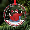 The Best Present Is Wrapped In My Arms - Couple Personalized Custom Circle Glass Ornament - Christmas Gift For Husband Wife, Anniversary